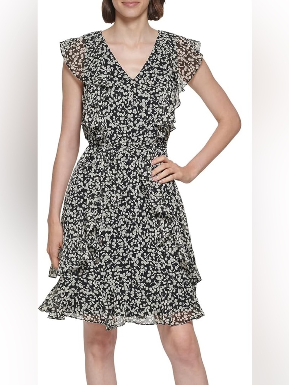 Tommy Hilfiger Black and White Patterned Dress